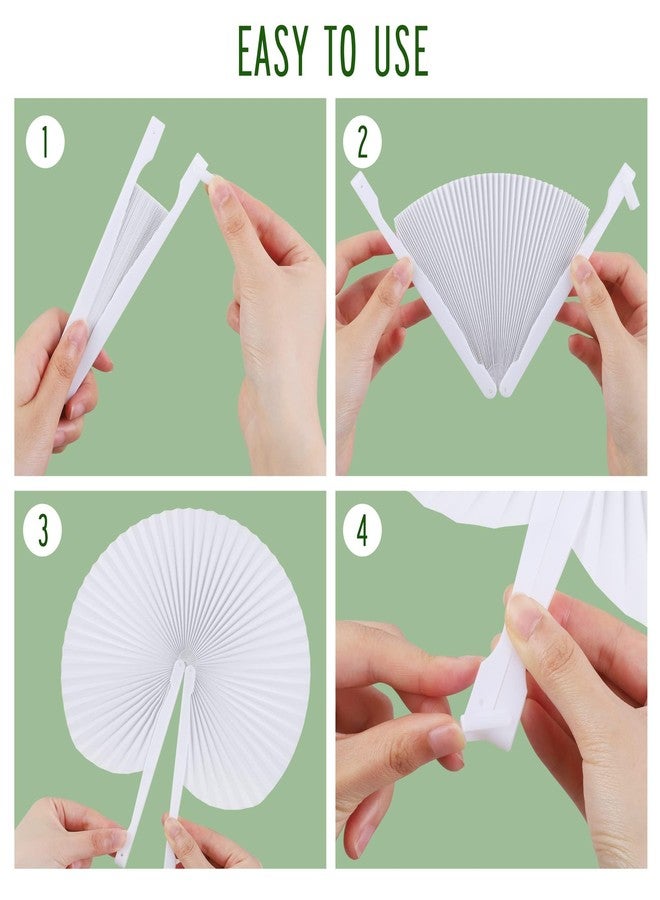 MCEAST 160 Pack Folding Wedding Paper Fans White Handheld Folding Fan Round Shaped Wedding Fans with Plastic Handle for Wedding Birthday Party Favors Supplies Home Decoration (Round) - Image 5